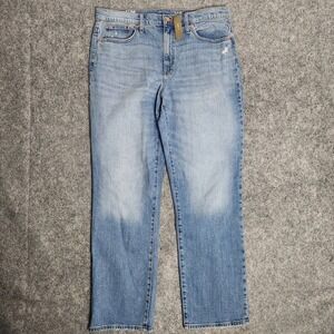 J Crew NWT Slim Boyfriend Flex Jeans Women 32T 36x32 Medium Wash‎ Faded Straight